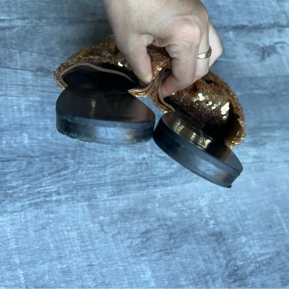 Zara Gold Sequin Knot Slide Sandals Statement Summer Slides Size 41 - Picture 5 of 10